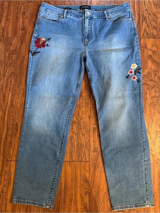 Talbots Denim - Talbots Flawless Five-Pocket Embroidered Slim Ankle Jeans Size 16